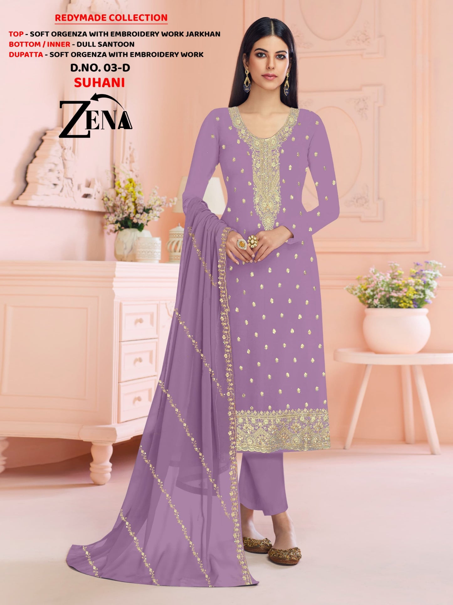 SUHANI ARTICLE WITH ORGENZA WITH EMBROIDERY WORK JARKHAN