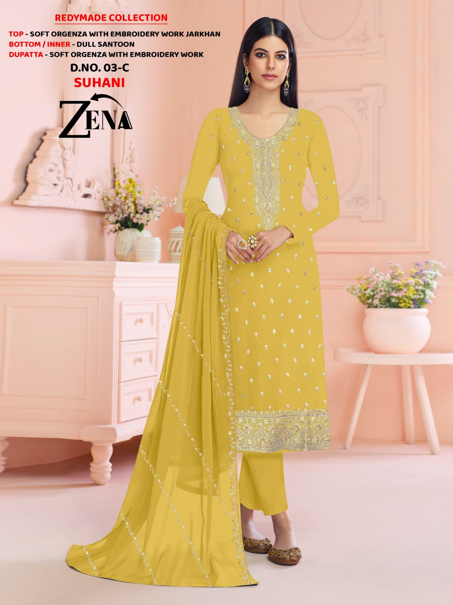 SUHANI ARTICLE WITH ORGENZA WITH EMBROIDERY WORK JARKHAN