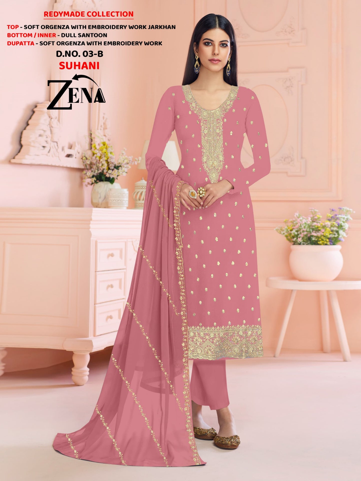 SUHANI ARTICLE WITH ORGENZA WITH EMBROIDERY WORK JARKHAN