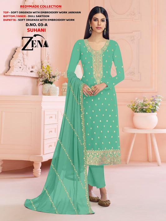 SUHANI ARTICLE WITH ORGENZA  WITH EMBROIDERY WORK JARKHAN